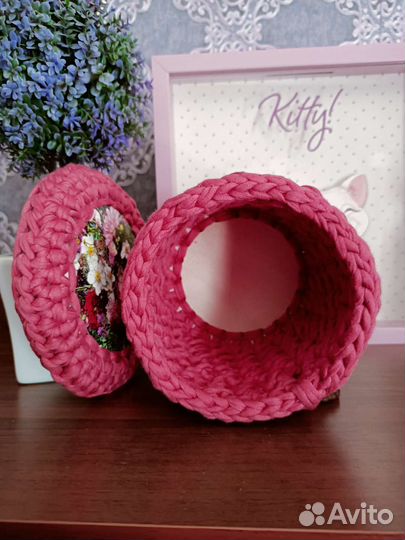 Корзинка из трикотажной пряжи