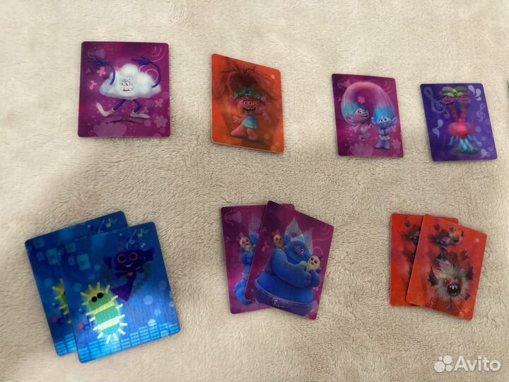 Тролли ластики и карточки из пятёрочки