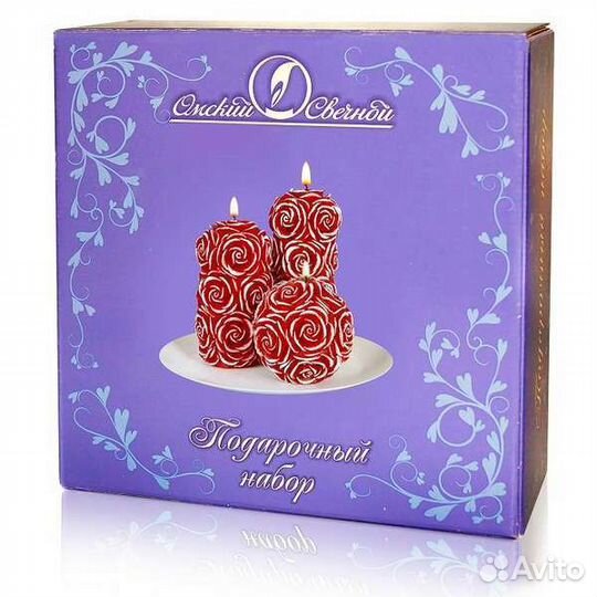 Свечи декоративные интерьерные Бордовые розы