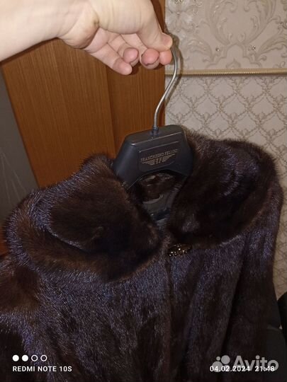Шуба норковая с капюшоном 46