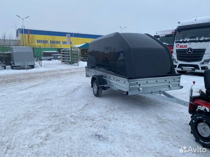 Прицеп мзса для снегохода с Крышкой. Кузов 3х1,37м