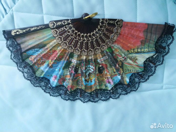 Веер новый с кружевом для фламенко