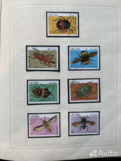 Марки с бабочками и насекомыми. Альбом 60 стр