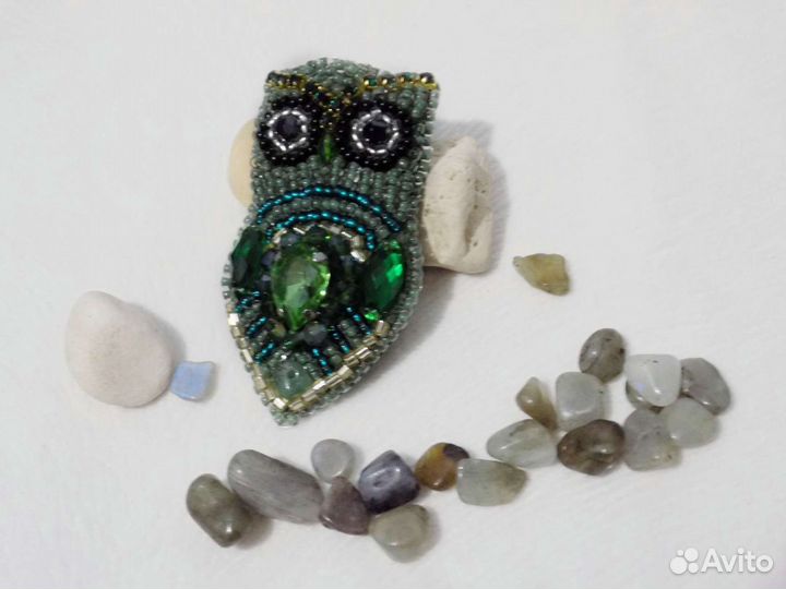 Брошь сова из бисера