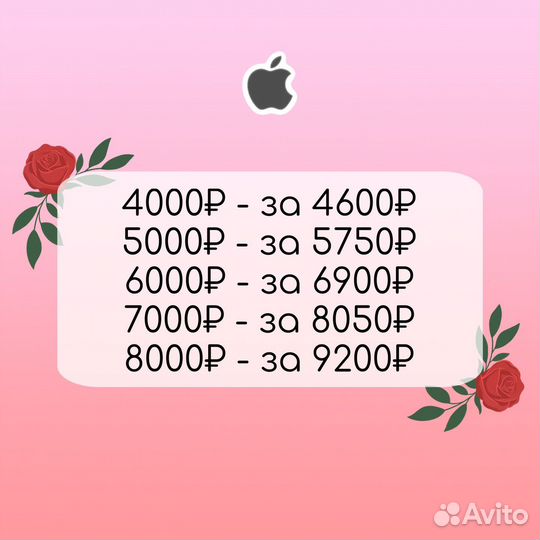 Карта Пополнения Apple ID (200+ отзывов)