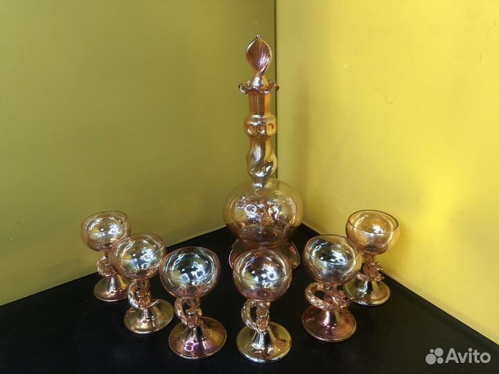 Z.7309 графин Змея + 6 рюмок (ручная работа)