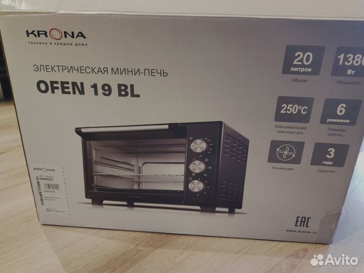 Мини-печь Krona ofen 19 BL черная