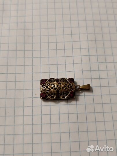 Подвеска кулон с красными камнями винтаж СССР