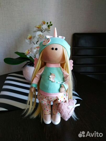 Интерьерная текстильная кукла Единорог