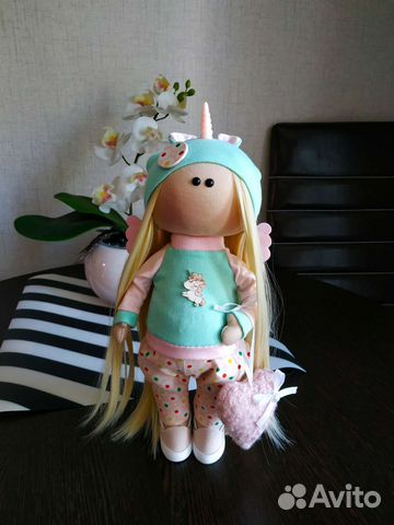 Интерьерная текстильная кукла Единорог