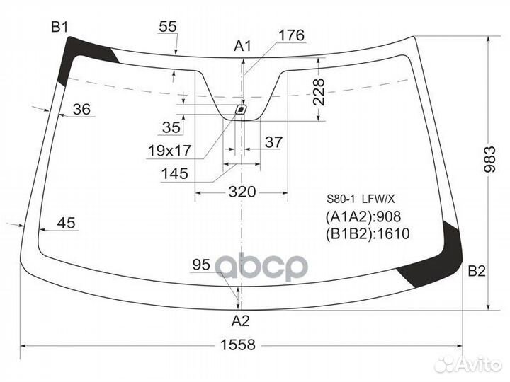 Стекло лобовое + дд volvo S80 98-06 S80-1 LFW/X
