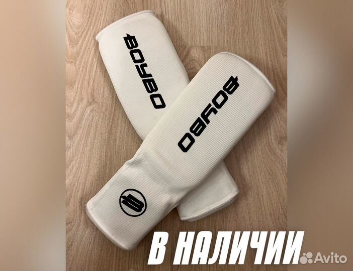 Защита голени для единоборств х/б белая