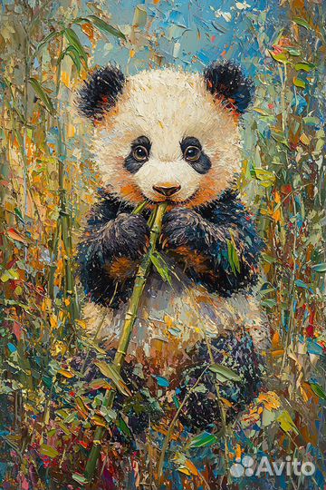 Большая картина на холсте игривая панда купить