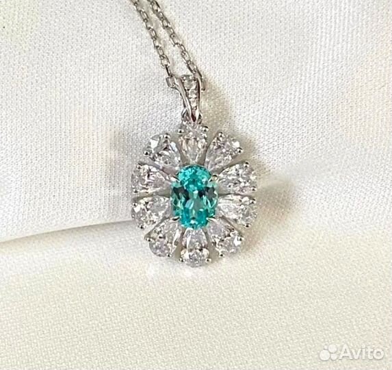 Кулон и серьги серебро 925 пробы с Параиба