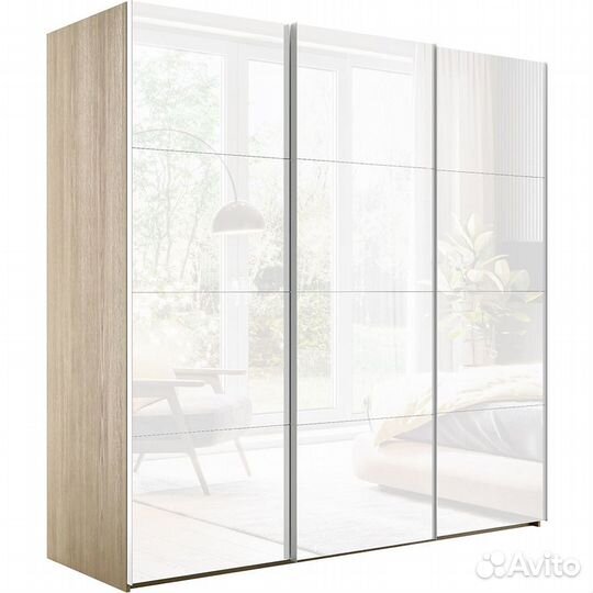 Шкаф-купе Эста 3-х дверный Цельный (12 Белых стеко