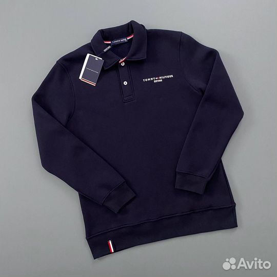 Tommy hilfiger свитшот на пуговицах синий (флис)