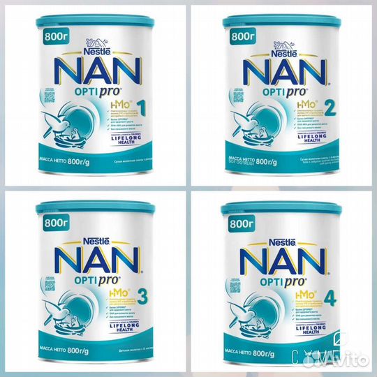 Детская смесь NAN Optipro -1,2,3,4 молочная 800 г