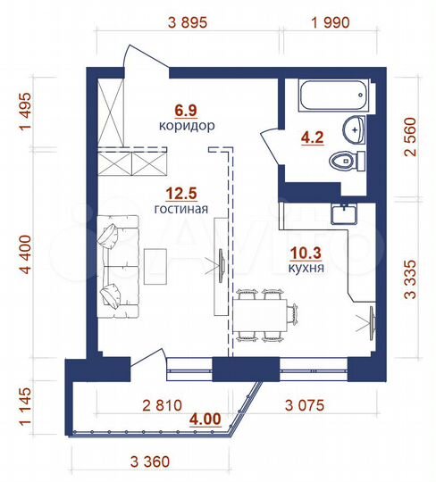 1-к. квартира, 37,9 м², 5/10 эт.