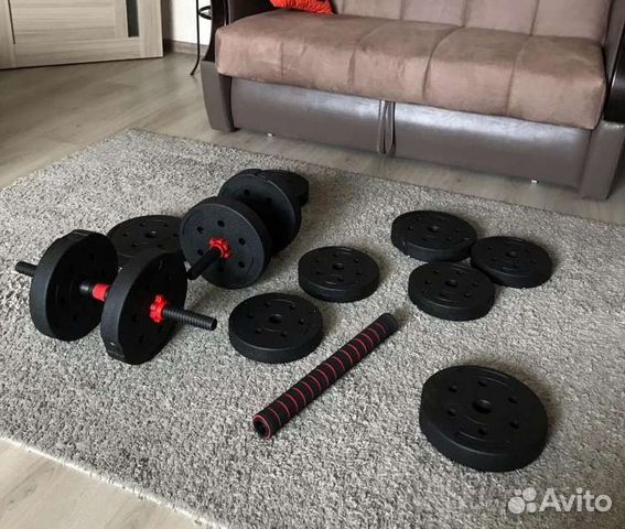 Комплект гантелей 20 кг + штанга