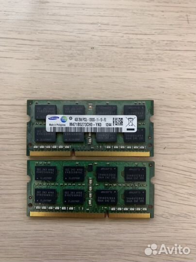Озу so-dimm ddr3 4Gb 2шт. Samsung