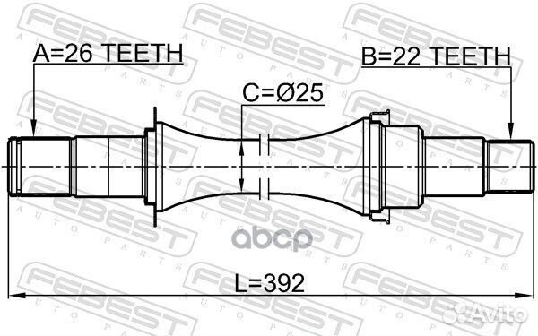 Полуось правая 26X397X22 0712azg412 Febest