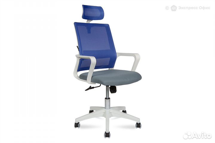 Кресло офисное Бит white Ткань сиденье серое/Сетка