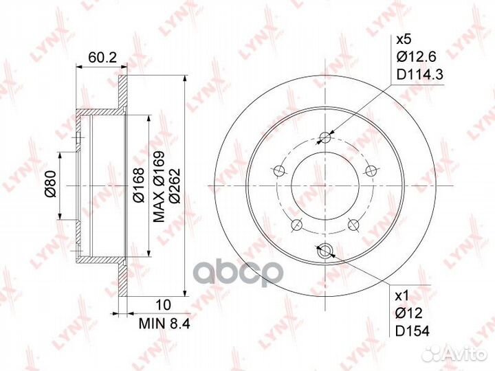 Диск тормозной зад BN1086 lynxauto