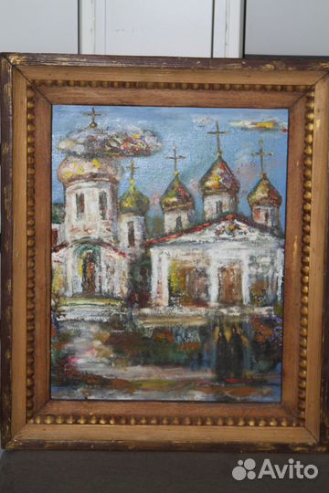 Картина Храм и Монахи. 2000год