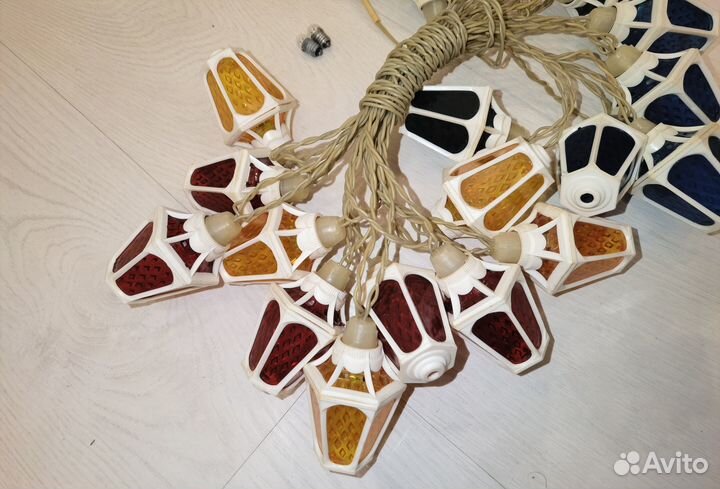 Елочная гирлянда Свияга Радуга 1 Фонарики СССР бел