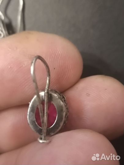 Серьги.СССР.Серебро.Рубин.925