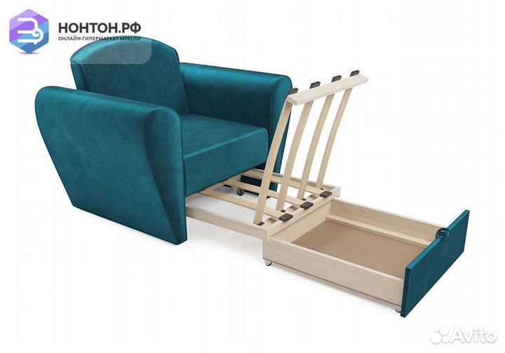 Кресло выкатное Квартет вельвет бирюзовый