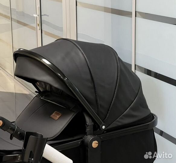 Новая коляска Luxmom 608 2в1 экокожа, чёрный цвет