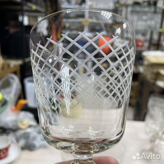 Фужеры СССР, резное стекло, 3 штуки