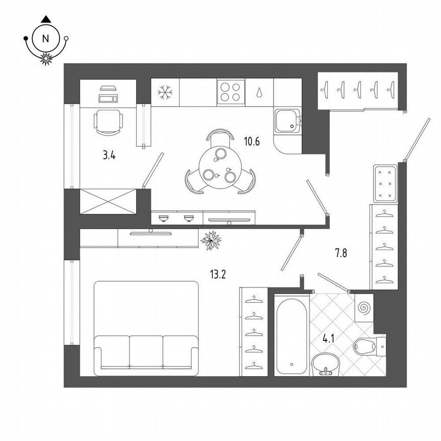 1-к. квартира, 37,4 м², 17/18 эт.