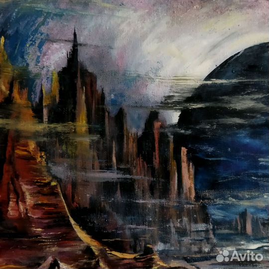 Космос картина маслом на холсте 40х60 см