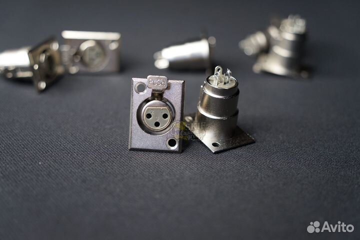 Разъем XLR, панельный, гнездо, 3 контакта