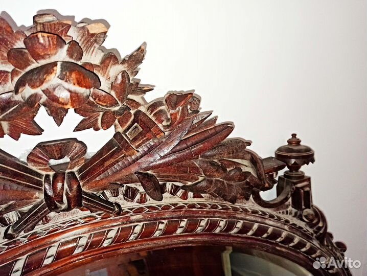 Зеркало старинное резьба фацет антиквариат 19 век