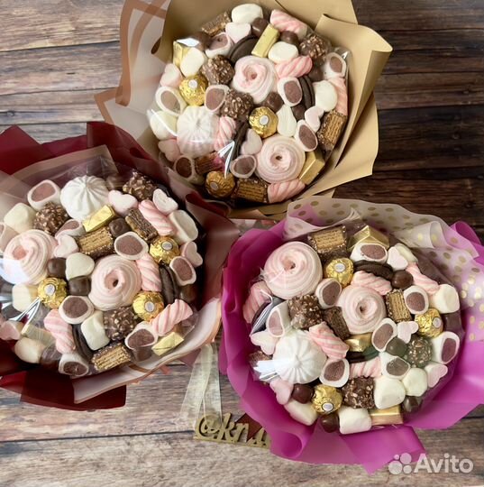 Букеты для девушек. Зефирные букеты