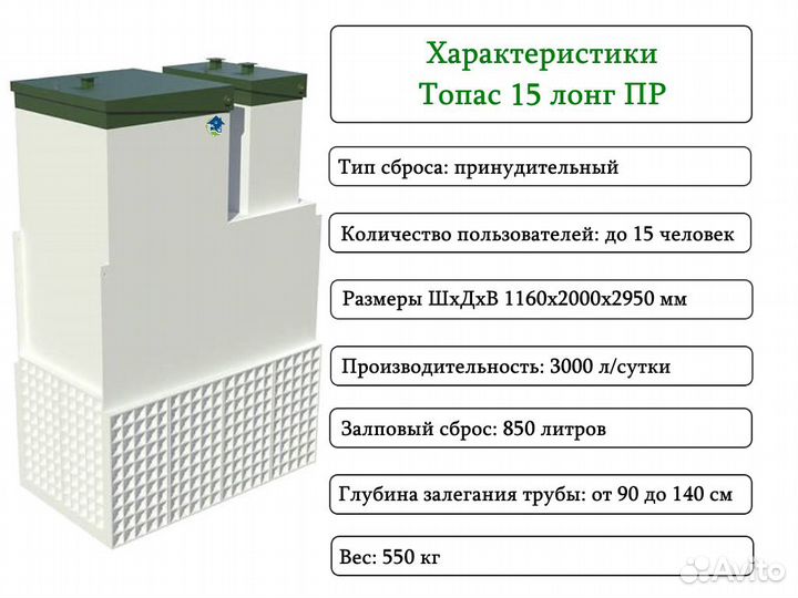 Септик Топас 15 long пр принудительный с доставкой