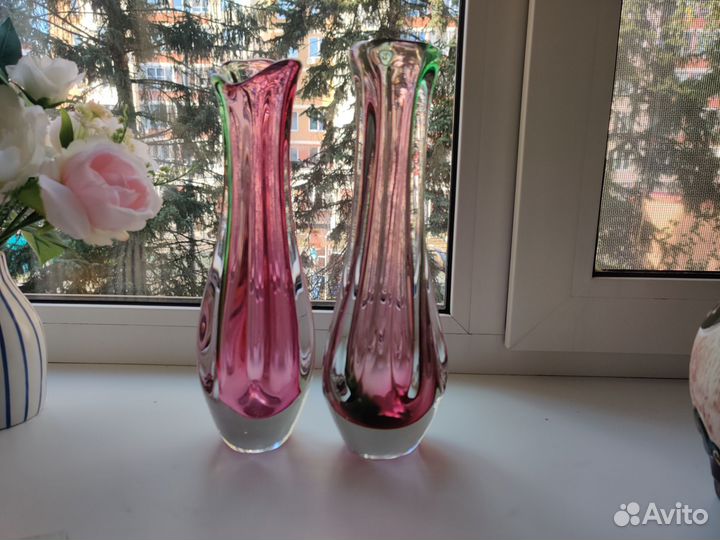 Ваза цветное стекло СССР