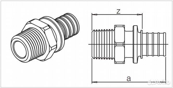 Переходник комб. Рехау Rautitan с нр 32-R1 L22