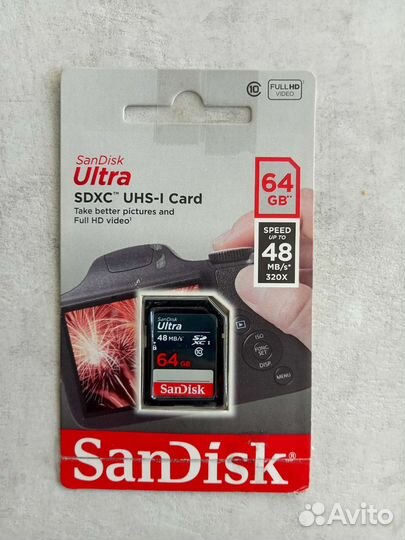 Карта памяти sdhc 64 Gb SanDisk Ultra class 10