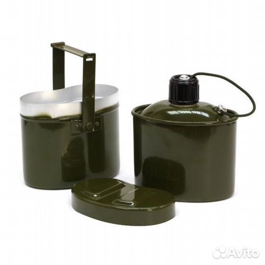 Набор посуды армейский котелок+фляжка, 1000мл/900м