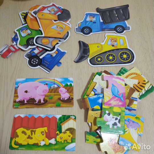 Пазлы для малышей животные + машинки