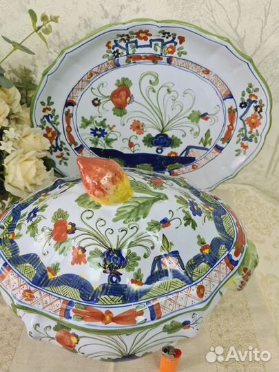 Набор огромная супница и блюдо. Италия