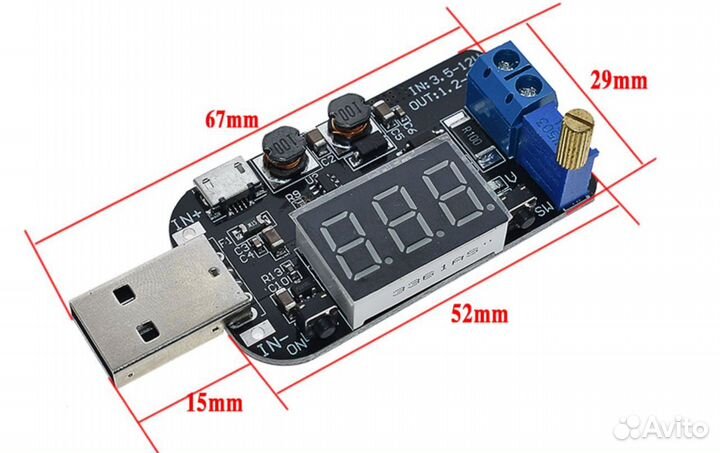 Преобразователь ET USB3.5-12V to 1.2V-24V-LED