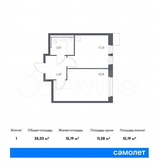 1-к. квартира, 35 м², 13/17 эт.