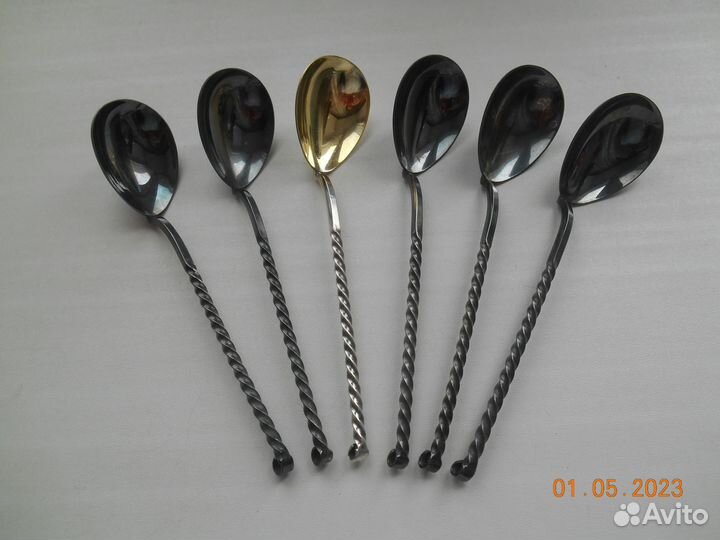 Винтаж чайные мельхиоровые ложки с позолотой СССР