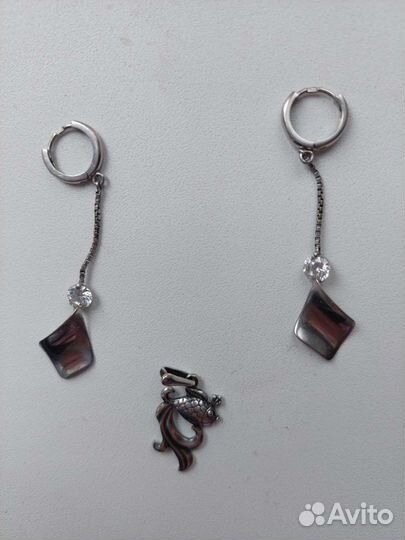 Серьги и кулон серебро 925