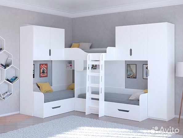 Кровать со шкафом/П и антресолями Дуб Молочный/Ора